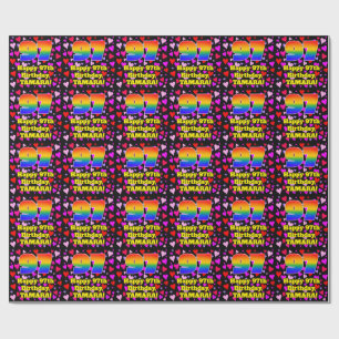 Papier Cadeau 97e anniversaire : Loving Hearts Motif, Arc-en-cie