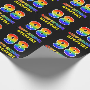 Papier Cadeau 98e anniversaire : Bold, amusant, simple, arc-en-c