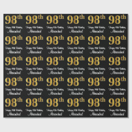 Papier Cadeau 98e anniversaire : Elégant luxe Faux Gold Look #