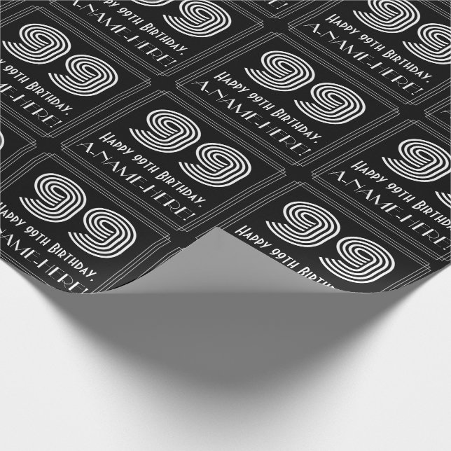 Papier Cadeau 99e anniversaire : Art Déco Inspiré Look "99" avec (Coin)