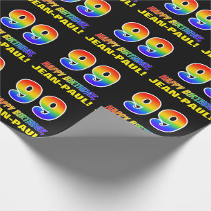 Papier Cadeau 99e anniversaire : Gras, amusant, simple, Rainbow