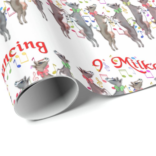 Papier Cadeau 9 Milkers Dansant Chèvre Papier d'enveloppement de (Coin rond)