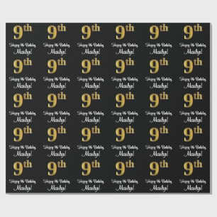 Papier Cadeau 9e anniversaire : Elégant luxe Faux Gold Look #