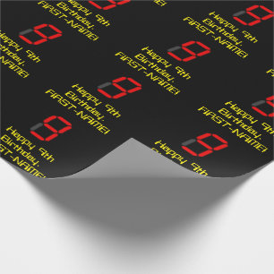 Papier Cadeau 9e anniversaire : Rouge Digital Horloge Style "9" 