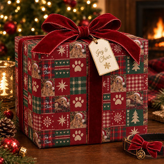 Papier cadeau à carreaux de Noël personnalisé pour