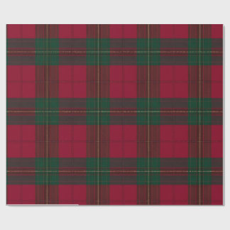 Papier cadeau à carreaux tartan bordeaux et vert