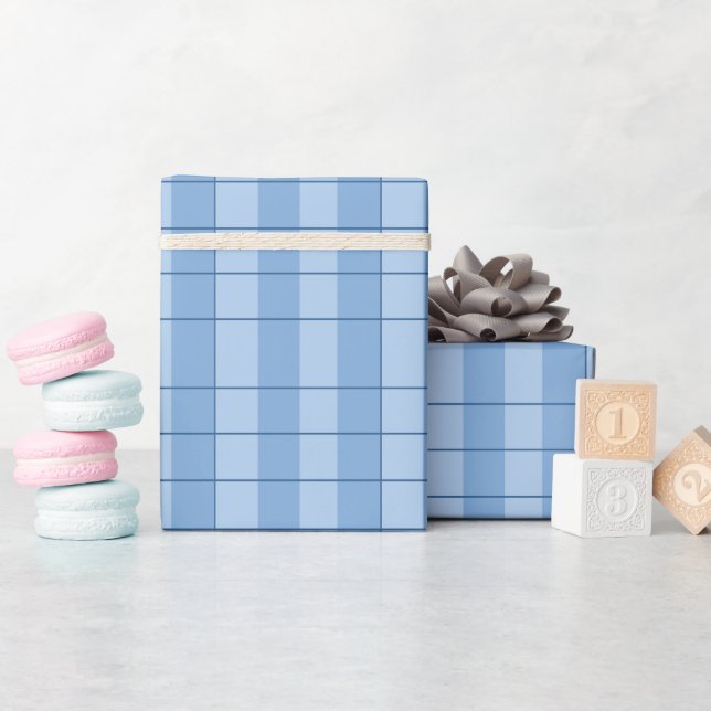 Papier Cadeau à damiers À damiers bleu (Baby Shower)