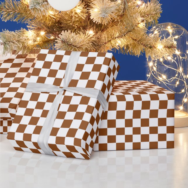 Papier Cadeau à damiers Brown et blanc (Vacances)