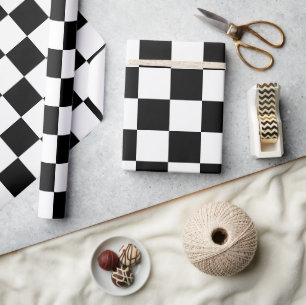 Papier Cadeau à damiers carré noir et blanc