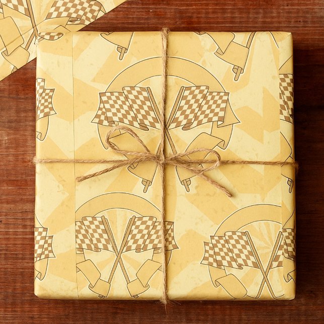Papier Cadeau à damiers Drapeaux de course Emballage papier (Créateur téléchargé)