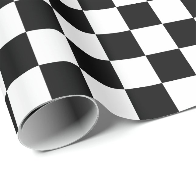 Papier Cadeau À damiers noir et blanc (Coin rond)