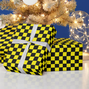 Papier Cadeau à damiers noir et jaune
