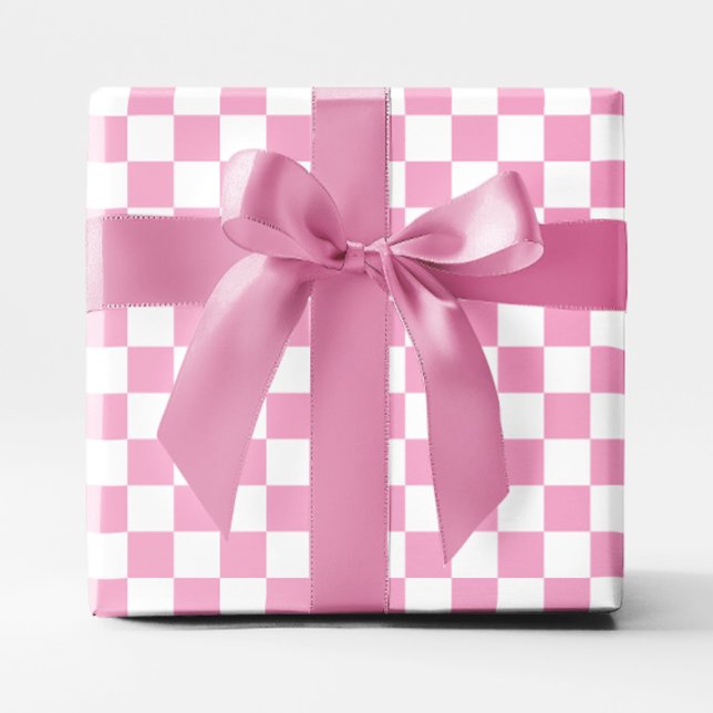 Papier Cadeau À damiers rose pâle et blanc (Light Pink and White Checkered Wrapping Paper)