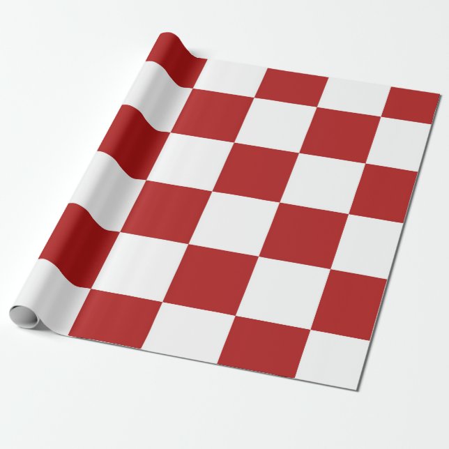 Papier Cadeau à damiers rouge et blanc (Déroulé)