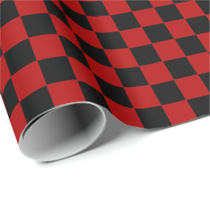 Papier Cadeau à damiers rouge et noir