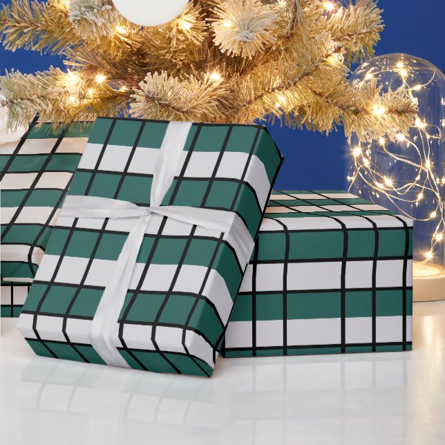Papier Cadeau À damiers turquoise gris noir (Vacances)