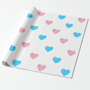 Papier cadeau à grands cœurs Fierté Trans