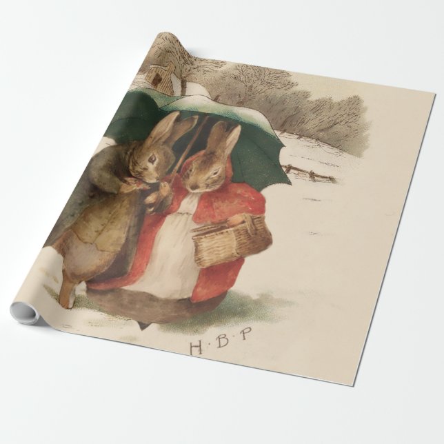 Papier Cadeau "A Happy Pair" de Beatrix Potter (Déroulé)