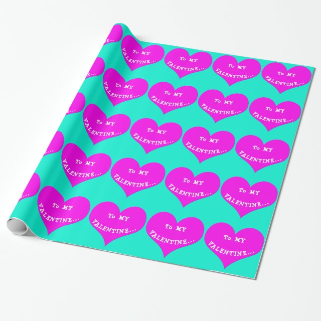 Papier Cadeau À mon papier d'enveloppement de coeur rose Valenti (Déroulé)