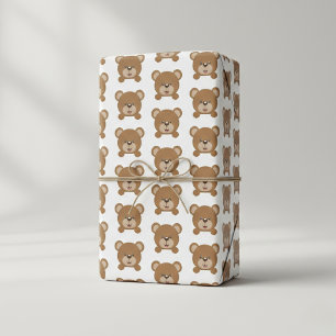 Papier cadeau à motif d'ours en peluche marron