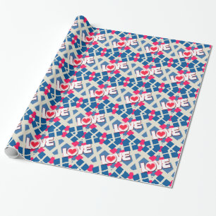 Papier cadeau à motif géométrique Red Heart Love