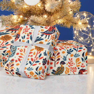 Papier Cadeau à Motif Tribal Folk Vibrant Ethnique