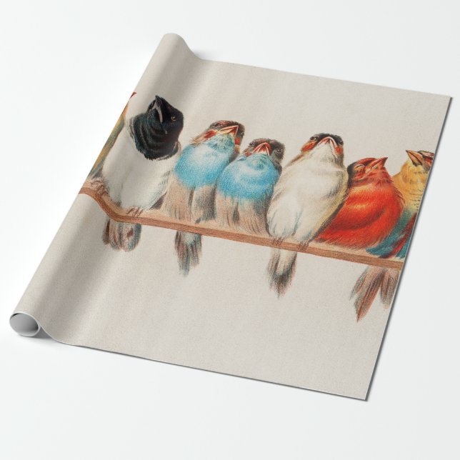 Papier Cadeau A Perch of Birds, 1880 by Hector Giacomelli (Déroulé)