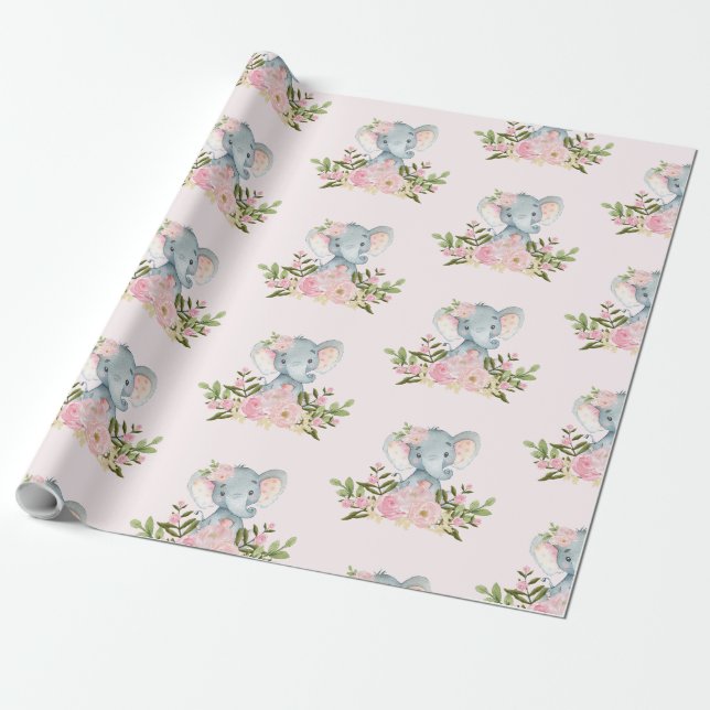 Papier Cadeau Ă?re fête d'anniversaire de bébé d'éléphant de (Déroulé)
