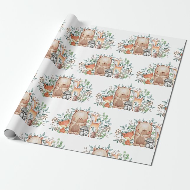 Papier Cadeau Ă?re fête d'anniversaire de région boisée (Déroulé)