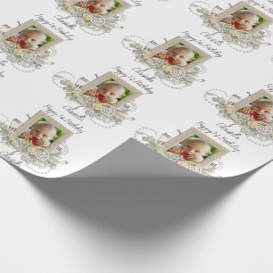 Papier Cadeau Ă?re photo heureuse de bébé d'anniversaire