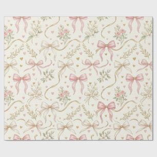 Papier cadeau à ruban rose coquette et motifs bota