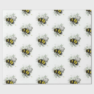 Papier Cadeau Abeille Bourdon Volante, Dessin Numérique Main Lev