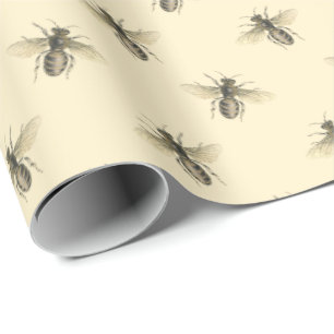 Papier Cadeau Abeilles de miel d'échauffement Découpage jaune pâ