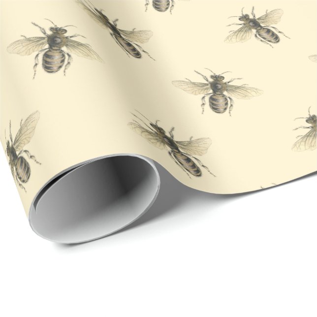 Papier Cadeau Abeilles de miel d'échauffement Découpage jaune pâ (Coin rond)