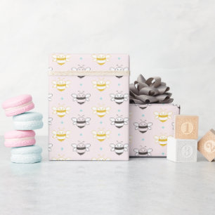 Papier Cadeau Abeilles de miel souriantes rose