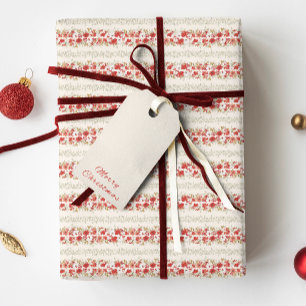 Papier Cadeau abondance de noël feuillage botanique élégant