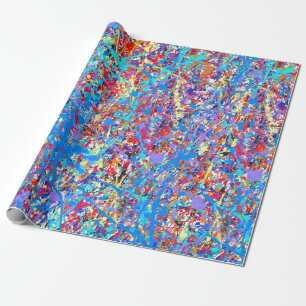 Papier Cadeau Abrégé sur bleu lumineux éclaboussure de peintu