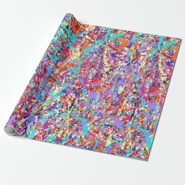 Papier Cadeau Abrégé sur lumineux éclaboussure de peinture (Déroulé)