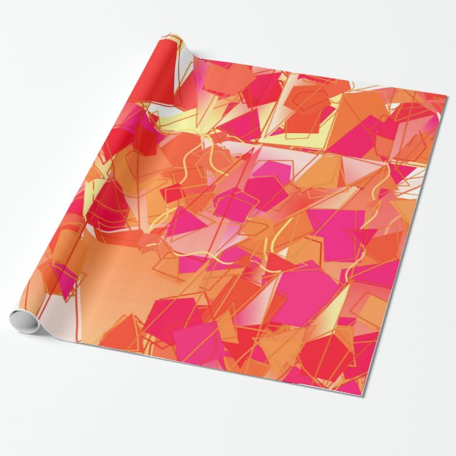 Papier Cadeau Abrégé sur orange et roses indien (Déroulé)
