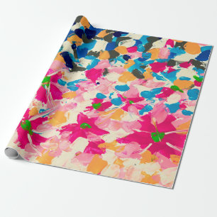 Papier Cadeau  abstract oil painting on canvas. Multi colored wa