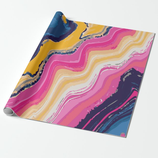 Papier Cadeau Abstract Paint Zig-Zag Pattern – Artistic Bold (Déroulé)