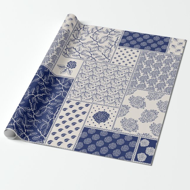Papier Cadeau Abstract seamless delicate patchwork pattern, dark (Déroulé)