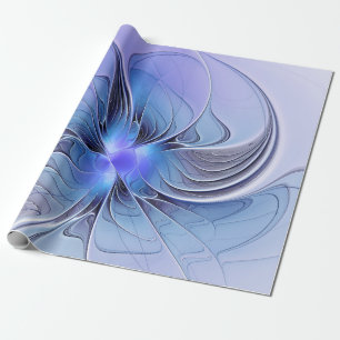 Papier Cadeau Abstrait Art Fractal Lavande Bleu