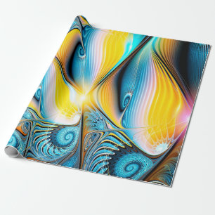Papier Cadeau Abstrait artistique doré et bleu lumière moderne r
