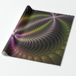 Papier Cadeau Abstrait brillant Trippy coloré 3D Fractal Art