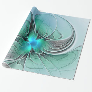 Papier Cadeau Abstrait De Bleu, Art Fractal Moderne