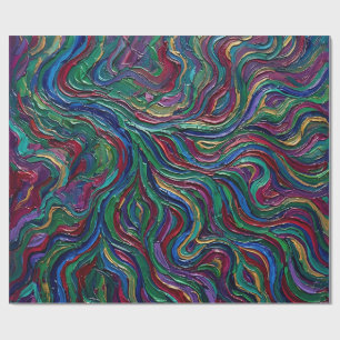Papier cadeau abstrait delta de rivière tons de jo