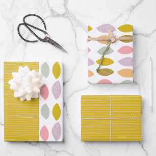 Papier Cadeau Abstrait Feuille Moderne Et Motif De Coordination