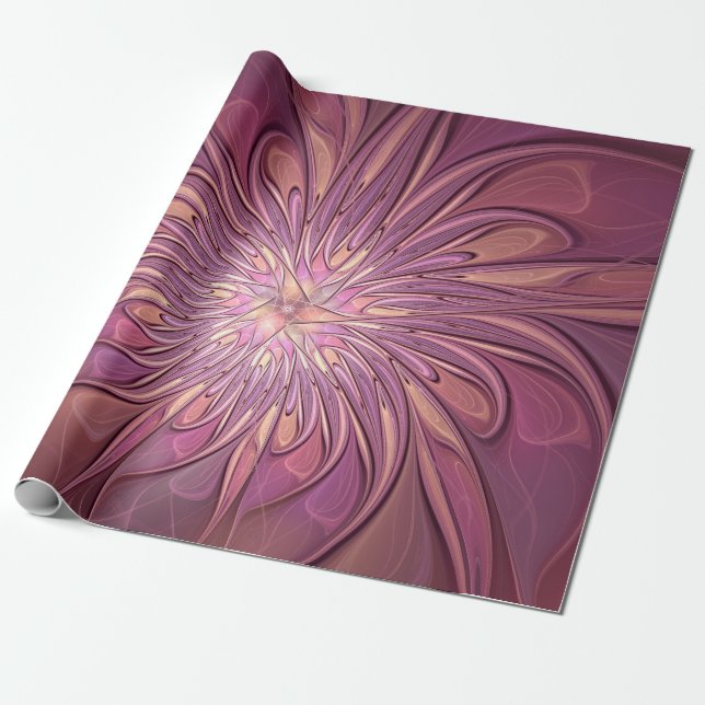 Papier Cadeau Abstrait Floral Fractal Art Berry couleurs (Déroulé)