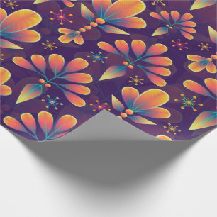 Papier Cadeau Abstrait Floral Mauve bleu rose cadeau Toutes les 